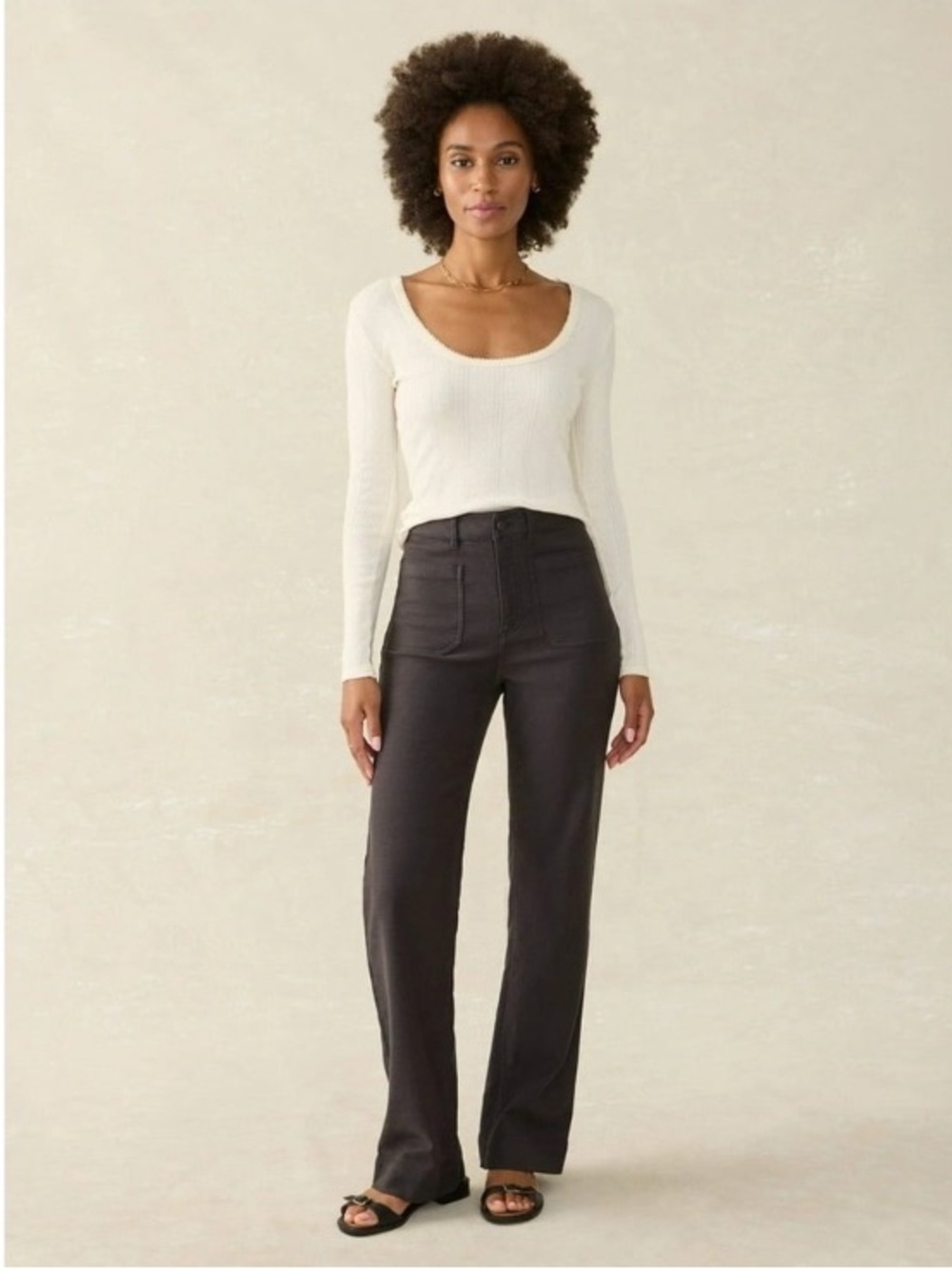 FAHERTY Utility Stretch Terry Pant in Washed Black - Picture 2 of 7